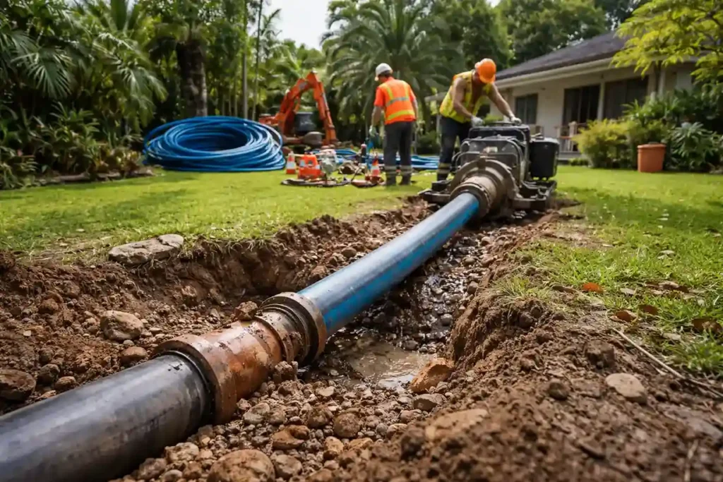 pipe bursting sewer line replacement